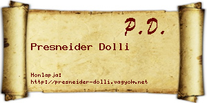 Presneider Dolli névjegykártya